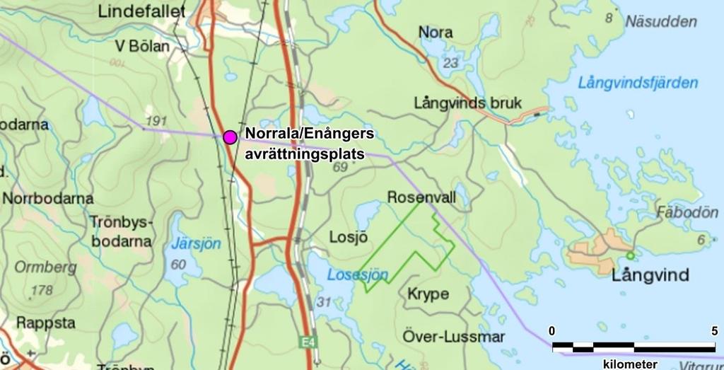 Norrala/Enånger avrättningsplats Norrala/Enånger avrättningsplats ska ha varit belägen vid Källan norr på skogen på gränsen mot Enångers och Tröno socknar.
