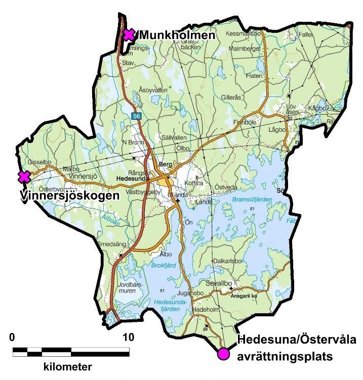 Hedesunda socken I Hedesunda socken finns tre avrättningsplatser: Hedesunda/Östervåla avrättningsplats och avrättningsplatsen vid Vinnersjöskogen men den vid Vinnersjöskogen har inte kunnat