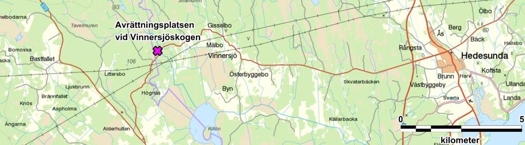 Avrättningsplatsen vid Vinnersjöskogen Avrättningsplatsen vid Vinnersjöskogen skall vara belägen mellan Hedesunda och Österfärnebo intill den s.k. Vinnersjöstigen 17.