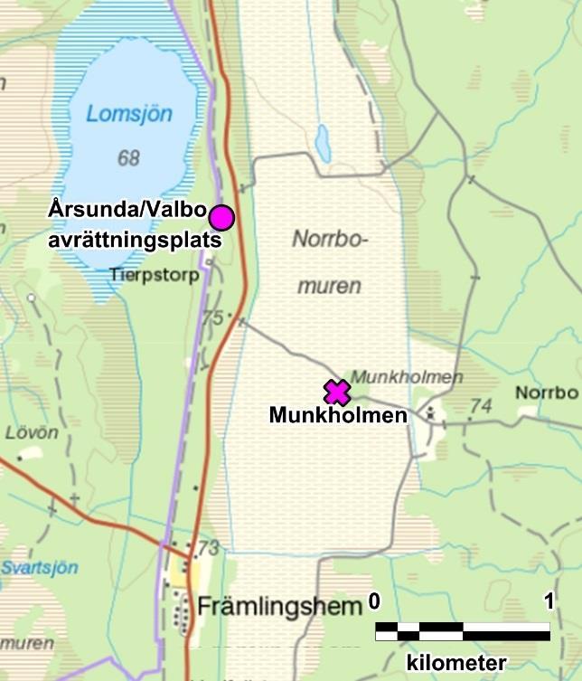 Årsunda socken I Årsunda socken finns tre avrättningsplatser Årsunda/Valbo avrättningsplats, Munkholmen och avrättningsplatsen vid Trekanten.