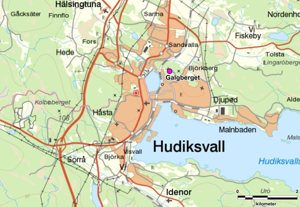 Galgberget i Hudiksvall (RAÄ Hudiksvall 19:1) Avrättningsplatsen för Hudiksvalls stad är sedan tidigare registrerad i FMIS.