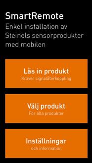 Programmering mot sensor Läs in produkt Rikta fjärrkontrollen mot produkten under programmering.