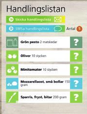 Handlingslistan kan öppnas både i smartphone och i läsplatta om de är kopplade till samma konto i App Store eller Google Play.