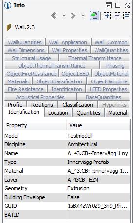 Figur 19 En planvy exporterad direkt ur Solibri Model Checker. 5.1.3.4 Hur presenterar programmet byggdelsinformation? Då en byggnadsdel är markerad visas all dess information i en ruta (figur 20).