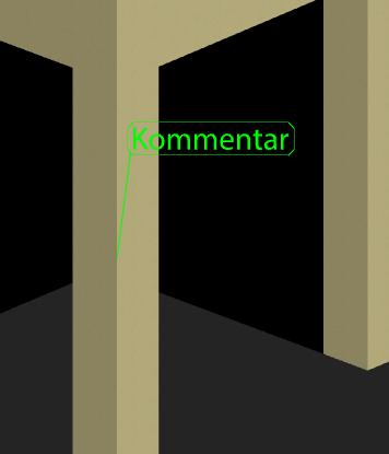 5.1.4.5 Hur hanterar programmet kommentarer? Det går att lämna 3D-kommentarer (figur 29) i modellen som redovisas på samma sätt som de måttsättningar som har beskrivits tidigare.