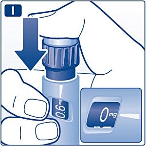 Tryck på doseringsknappen tills 0 mg står mitt för dosstrecket.