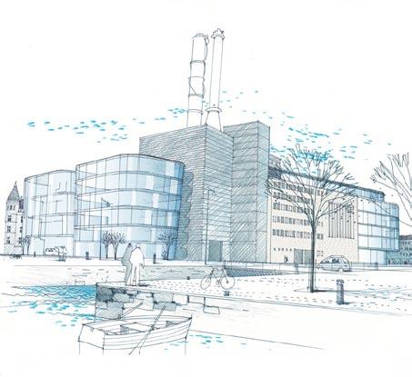 Det är viktigt att byggnaden inte överordnar sig Otterhall. Byggnaden breddas och ges en triangulär form. Den skulpturala formen ger en gestalt som förändras beroende på blickpunkt i staden.