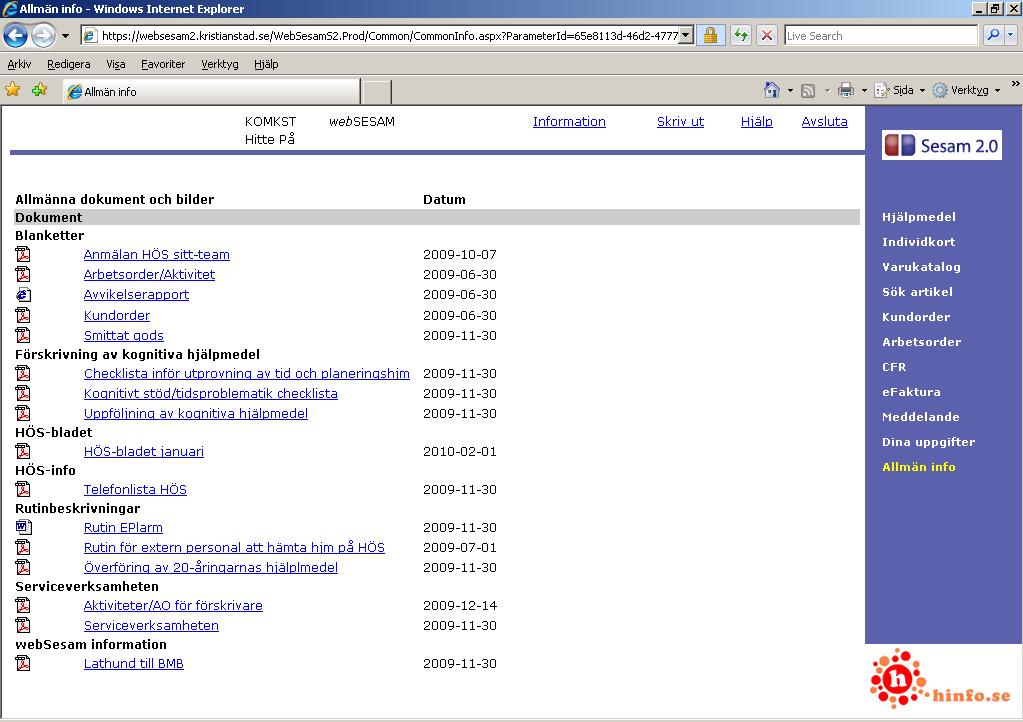 Allmän info 25 av 25 Under länken Allmän info finns en del information som kan vara bra att ha tillgång till.