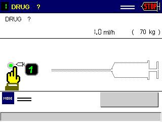 ICKE-TCI infusion Läkemedelsprogrammering och infusionsstart Programmera ett läkemedel: 1. Välj pumpnummer med tangenten. 2. Välj eller bekräfta installerad spruta. 3. Välj eller bekräfta läkemedel.