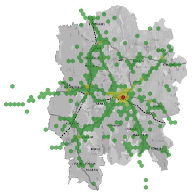 högst (brand i byggnad och trafikolyckor) och utmed de större vägarna