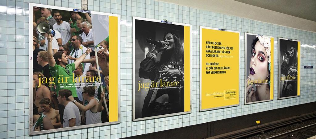 5.6.1 Komposition och visuella relationer Figur 5.16) Kampanjaffischering på Högtorgets tunnelbanestation i Stockholm I figur 5.