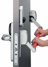 Kontrollera alltid krav för respektive byggnad innan installation Kompatibel med EN1125 tillsammans med panikregel, lås och SALTO:s adapterpaket för nödutrymningsbeslag.