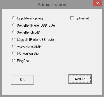 3 WaveNet Manager 26 / 87 Standardnätverks-ID är DDDD (default). Alla ej programmerade WaveNet-komponenter har detta nätverks-id. Vid en senare tidpunkt måste ett nytt nätverks-id tilldelas manuellt.