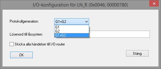 3 WaveNet Manager 44 / 87 Protokollgeneration G1 + G2 låssystemlösenord Skicka alla händelser till I/O-router Här ställer man in vilken protokollgeneration som används i låssystemet (LSM).