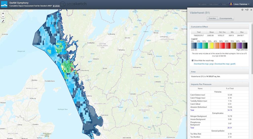 Resultat Västerhavet (prel) Bidrag av miljöbelastningar per sektor Västerhavet Fiske 34 % Övergödning 25 %