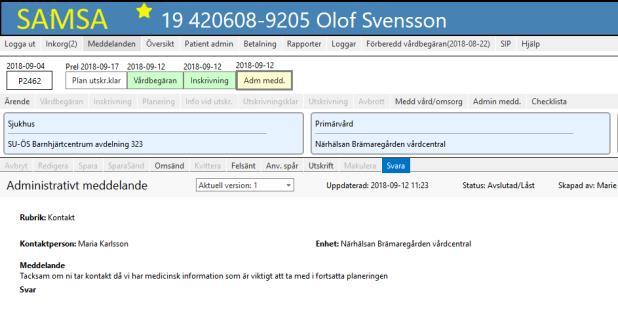 Svara på Administrativa meddelanden 4 5 Både Internt