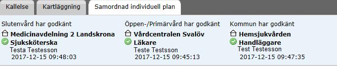 När samtliga parter godkänt planen blir statusrutan grön.