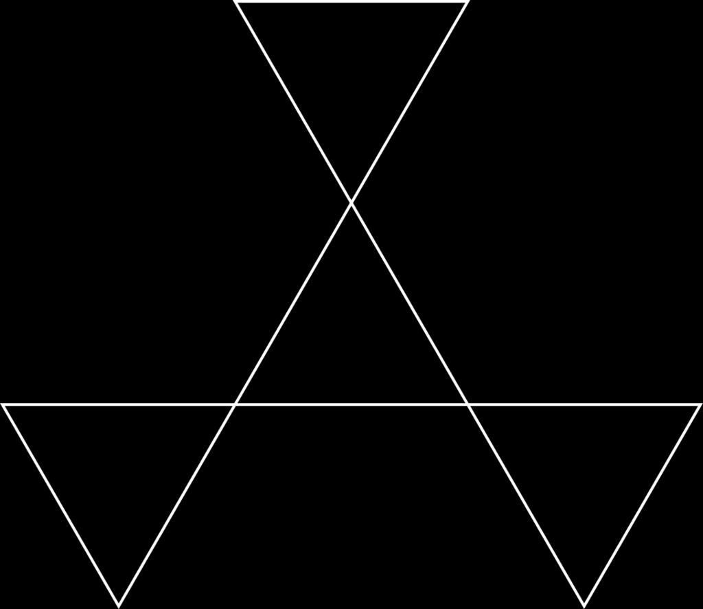 DIGITALA VERKTYG ÄR INTE TILLÅTNA 7. Fyra identiska liksidiga trianglar är placerade som figuren visar. Rita in figurens alla symmetrilinjer. (1/1/0) 8.