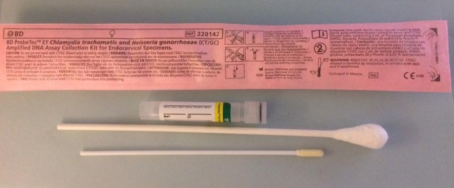 Beställs (Rör 15 ml steril m skruvlock Rund botten) Flockad pinne för urin+cervix och