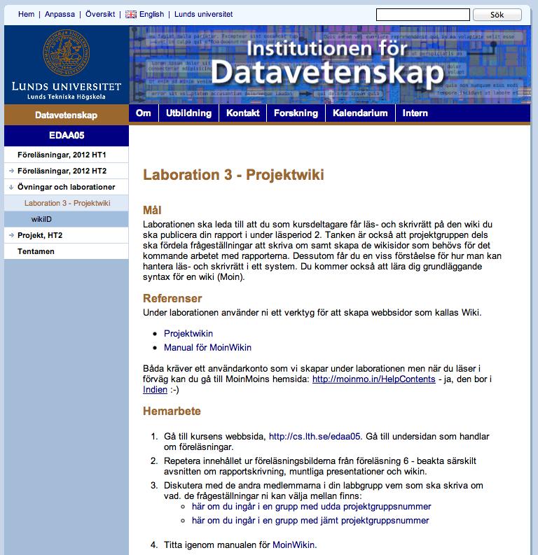 numrerade punkter Tabeller celltext celltext celltext celltext celltext celltext för vissa webbläsare finns en WYSIWYGeditor - var försiktig med den!