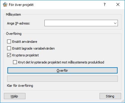 Beskrivning - Kryptering av WideQuickprojekt vid överföring Unik krypteringsnyckel Av säkerhetsskäl genereras en unik så kallad krypteringsnyckel varje gång ett projekt