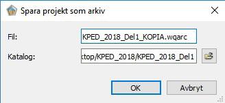 Spara projekt som arkivfil Dialogen Spara projekt som arkiv används av systemintegratören för att enklare kunna hantera WideQuickprojekt.