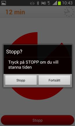 3. När den valda tiden är slut ljuder, blinkar och vibrerar smartphonen/surfplattan, tryck Stopp för att bekräfta att du vet att tiden är slut.