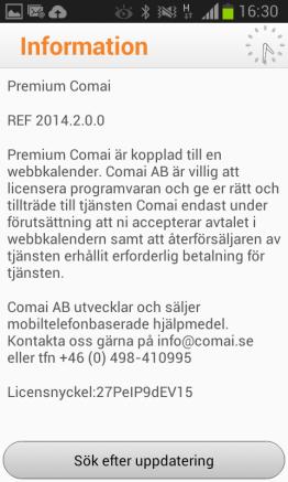 9 4.6 Premium Comai Utomlands Premium Comai använder datatrafik, dvs kopplar upp sig mot internet för att fungera. Datatrafiktaxan är olika i olika länder.