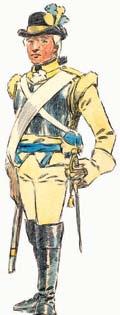 Ryttare i jacka och officer i kyller Livregementet till häst omkring 1780 Trooper in jacket and officer in buffjacket Life Regiment of Horse about 1780 The King s Bodyguard The jacket of the