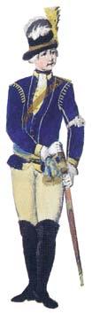 kavalleriregementet omkring 1780 Trooper and officer Southern Scanian Cavalry Regiment about 1780