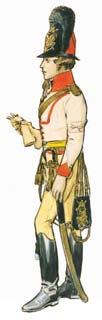regemente 1806 Trooper and officer with white drill jacket Västgöta