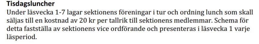 2017-09-06 Interpellation SM1 2017 Källarkommittéerna här på M lagar en tisdag varje läsperiod 100 portioner lunch till maskinare.
