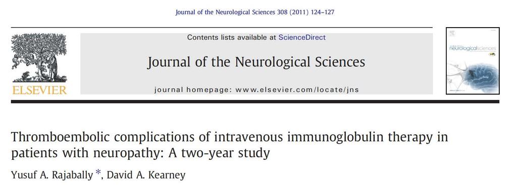 Hur farligt är IVIG 66 patienter, 616 infusioner Perifer inflam neuropati 5