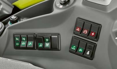 med 12" pekskärm 4 ELECTROPILOT med två dubbelverkande hydraulventiler och två F-knappar 5 Kontrollpanel CEBIS 6 Inställning av arbetsdjup för frontlyft och bakre trepunktslyft 7 Aktivering av