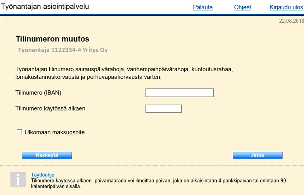 Ändringar i e-tjänsten för arbetsgivare Sidan Kontonummer 2/3 Man kan meddela ett