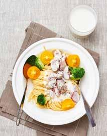 cirka 30 min Ingredienser: 4 portioner spaghetti 250 g broccoli 3 förp (à 180 g) lammkorv 1 tsk olja 2 tsk majsstärkelse 2 dl mjölk 2 1/2 dl matlagningsgrädde 1 tsk timjan 1 tsk senap 250 g