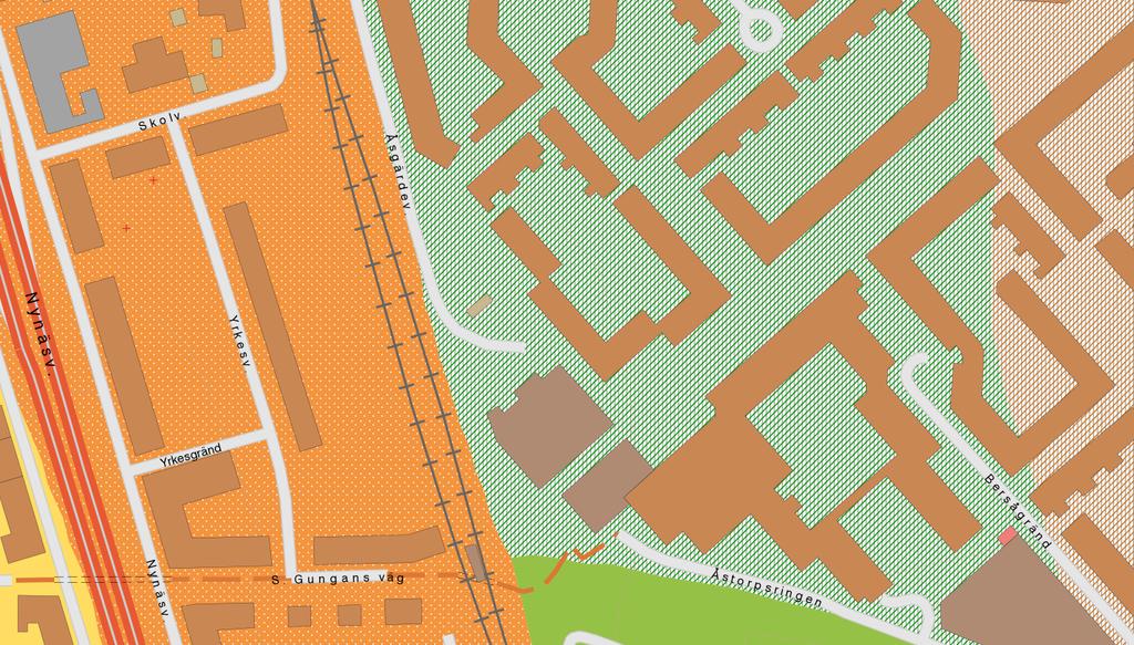 samt i en punkt nära Sofielundsvägen, drygt 250 meter norr om utredningsområdet.
