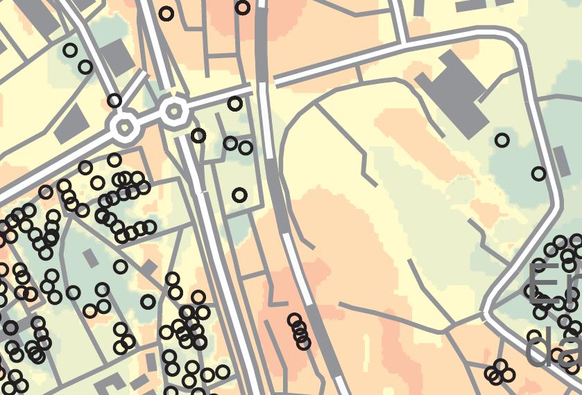 Figur 3-2. Jorddjupskarta framtagen med SGUs kartgenerator (SGU, 2017). Svart polygon visar utredningsområdets ungefärliga utbredning. 3.1.2 Översiktliga avrinningsförhållanden och befintlig dagvattenhantering.
