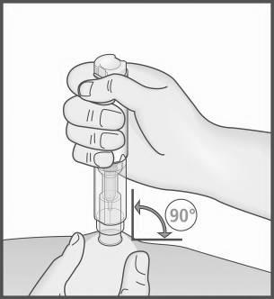 8. Med din fria hand gör du ett hudveck genom att försiktigt klämma ihop det rengjorda hudområdet vid injektionsstället.
