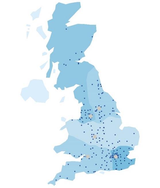 Storbritannien 2018 (2008) Rikstäckande kontorsnät: 208 kontor (56) 1% marknadsandel (<0,1%) Fler än 900 kundansvariga (cirka 150) Brett produktutbud (få produkter) Högst kundnöjdhet såväl privat som