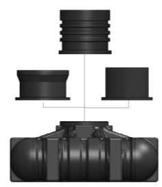 Tankarna bör ha ett avstånd på minst 500 mm om tankarna är nedgrävda. Montering av förhöjningshals Samtliga förhöjningshalsar monteras på tanken på identiskt sätt. 1. 2.