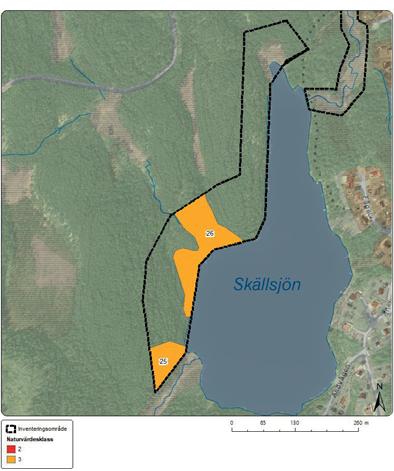Karta med delinventeringsområde 7 och beskrivning av objekt 25-26 Karta som visar avgränsningen för hela