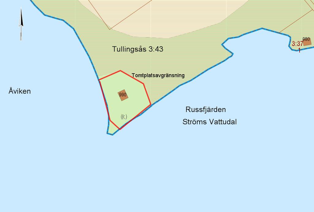 Tomtplatsavgränsning Tullingsås 3:43 Bilaga 1 till miljö- och byggnämndens
