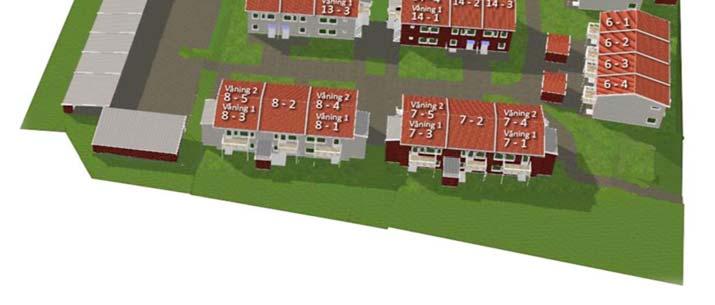 2.5 Området Gylle Gylle är ett bostadsområde i Borlänge som består av både enplans- och tvåplansbostäder, området omfattar 14 st fastigheter med totalt 63 st lägenheter.