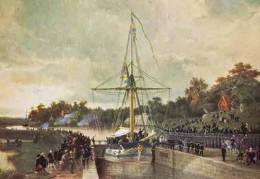 Invigningen Invigningen av den helt färdiga kanalen skedde i Mem den 26 september 1832, tio år efter att den västra delen blivit klar. Kanalen hade då blivit mer än tio gånger så dyr som beräknat.