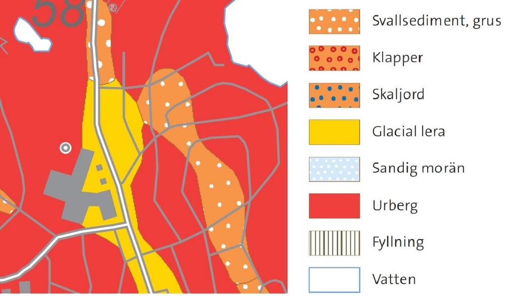 Figur 3-1: Jordartskarta hämtad från SGU.