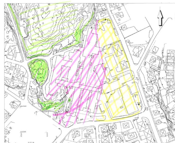 5.1.2 Område B Inom Område B finns idag en byggnad vilken ämnas att byggas ut med en våning. 5.1.3 Område C Inom Område C finns idag tre byggnader om 2-2,5 våningar och önskas antingen ombyggas eller tillbyggas med 1,5-2 våningar så att det totala antalet byggnader skall vara 4 våningar.