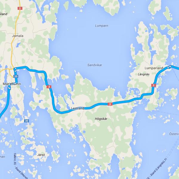Taktu ferjuna Åland (Mariehamn), FI - Kapellskär, SE Þú kemur nú inn í Åland 66,3 km, 2 klst., 34 mín.