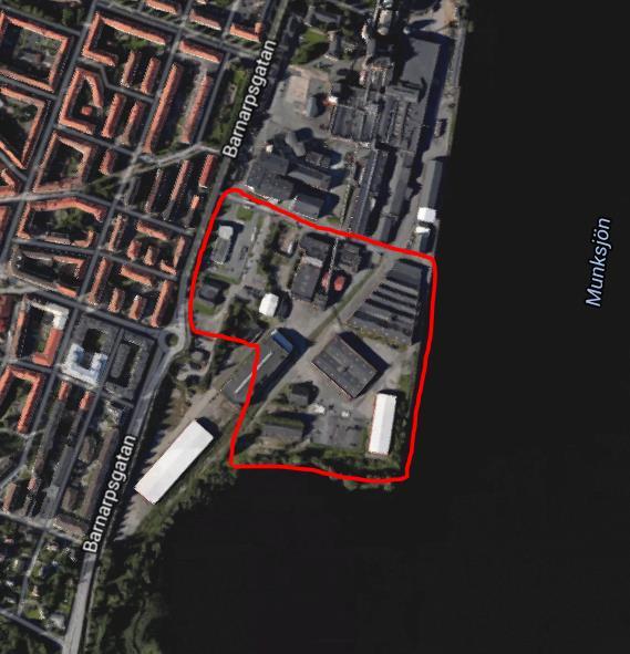 RAPPORT 2. Planområdet Det nya exploateringsområdet är ca 9, ha stort och sträcker sig ifrån befintligt verksamhetsområde i norr (Munksjö AB) till området mot syd.