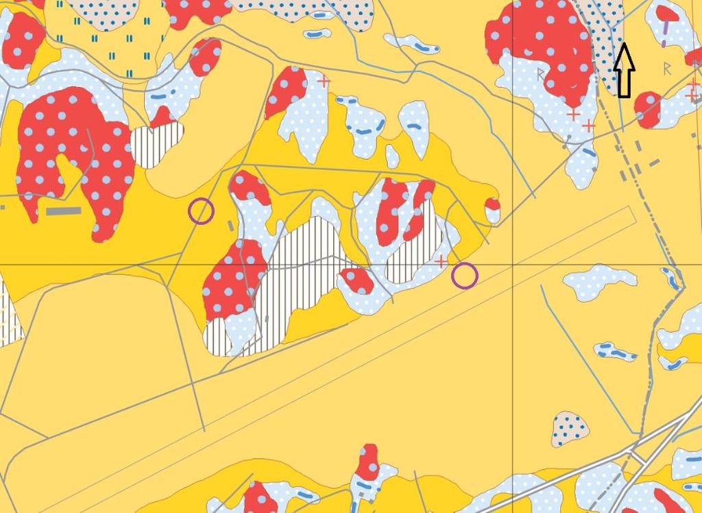 jordlager inom området sydost om berghangaren består av postglacial lera, se Figur 2. Figur 2: SGUs jordartskarta.